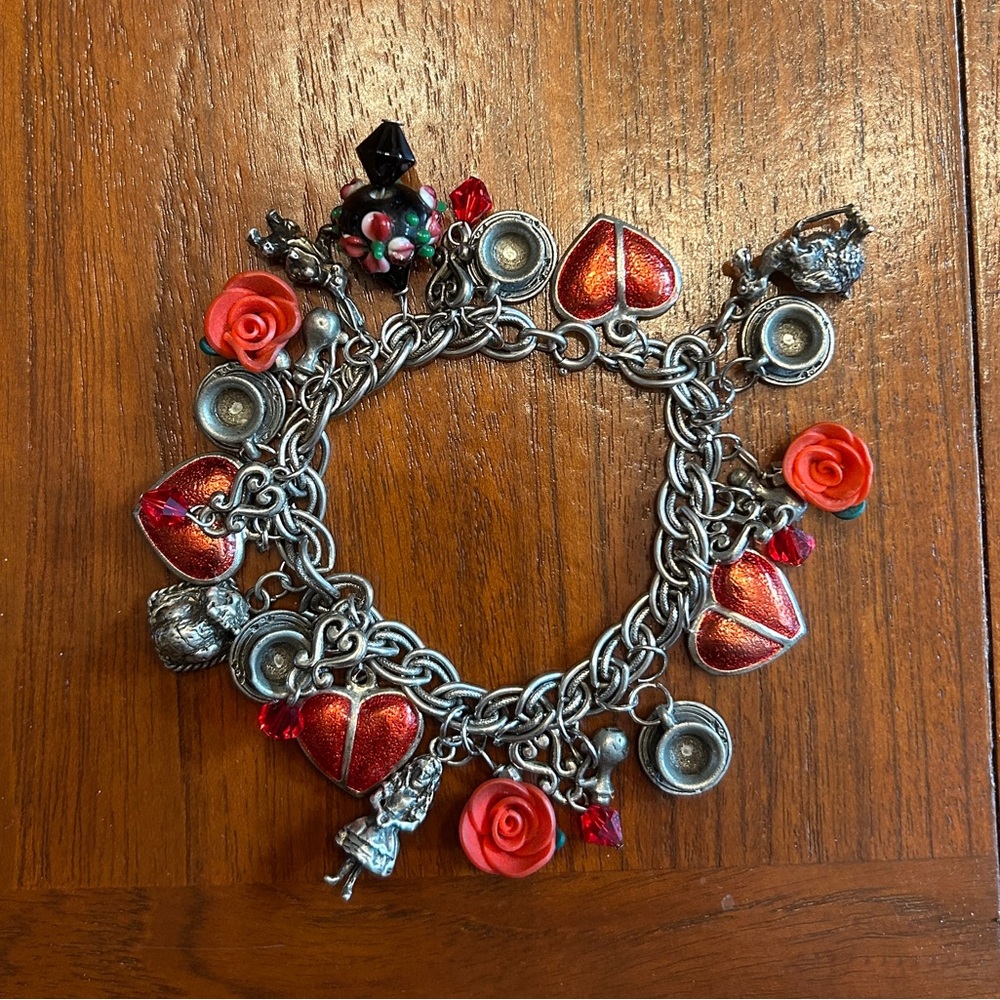 Vintage Alice In Wonderland Sterling Charm Bracelet